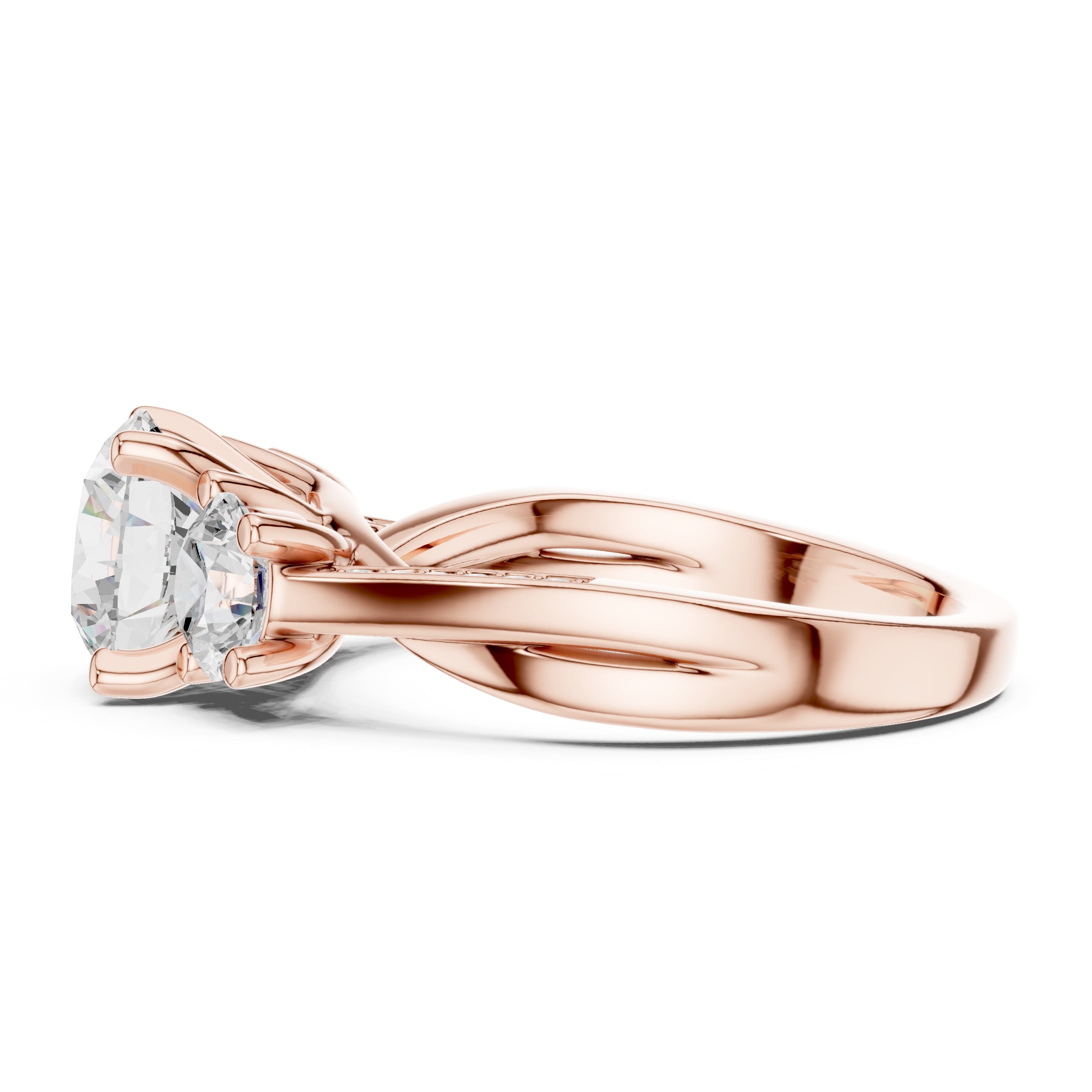 2.00 ct Round Three Stone Ring 2ct Rose Gold