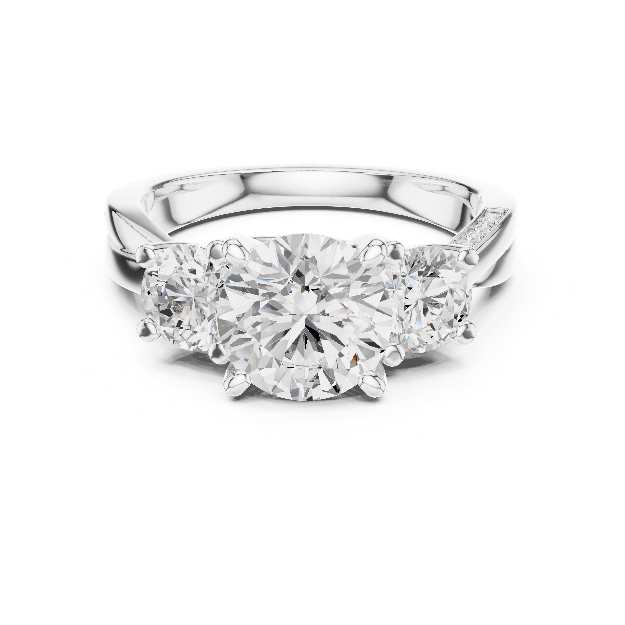 2.00 ct Round Three Stone Ring 2ct White Gold