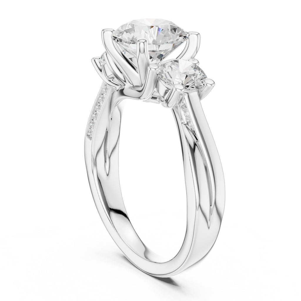 2.00 ct Round Three Stone Ring 2ct White Gold