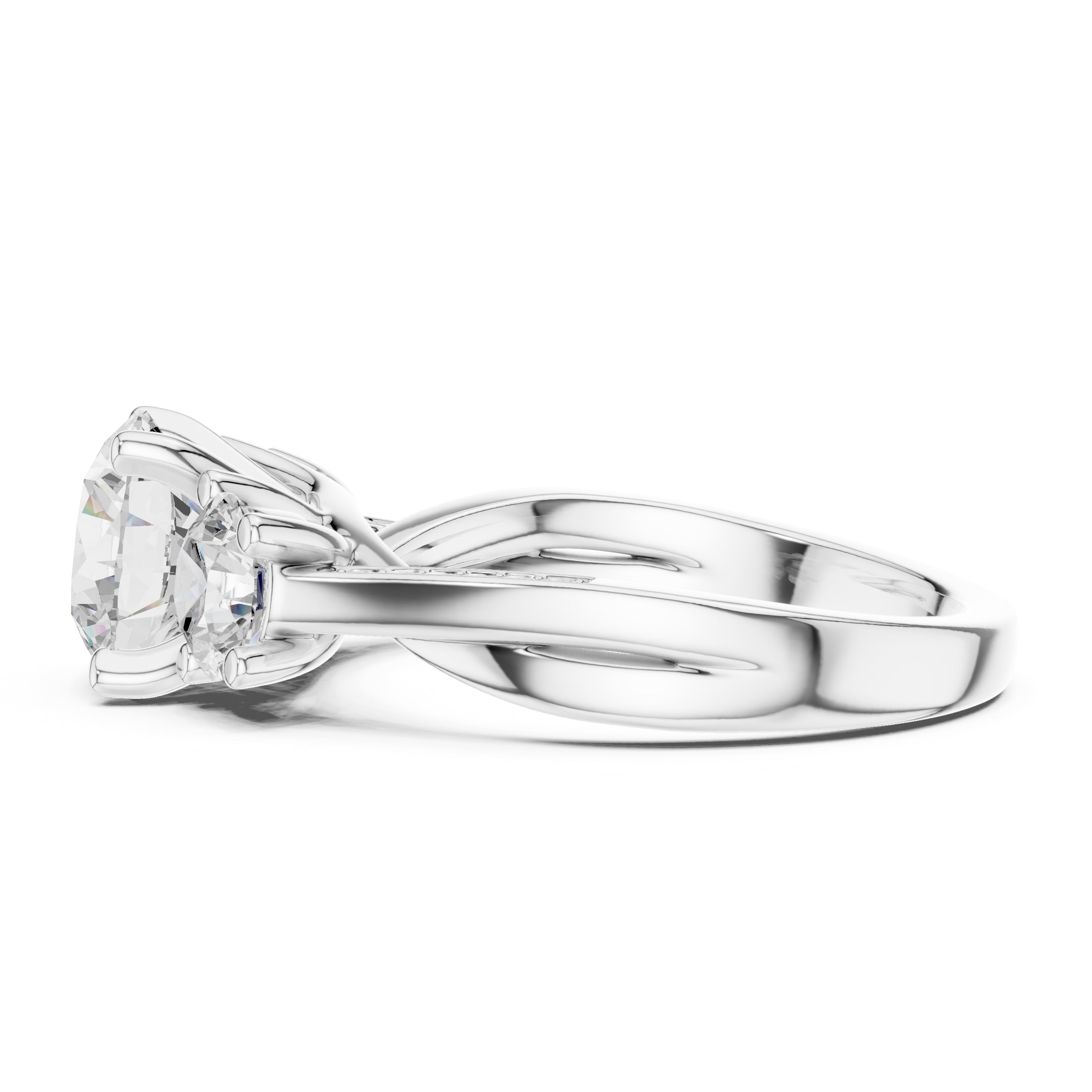 2.00 ct Round Three Stone Ring 2ct White Gold
