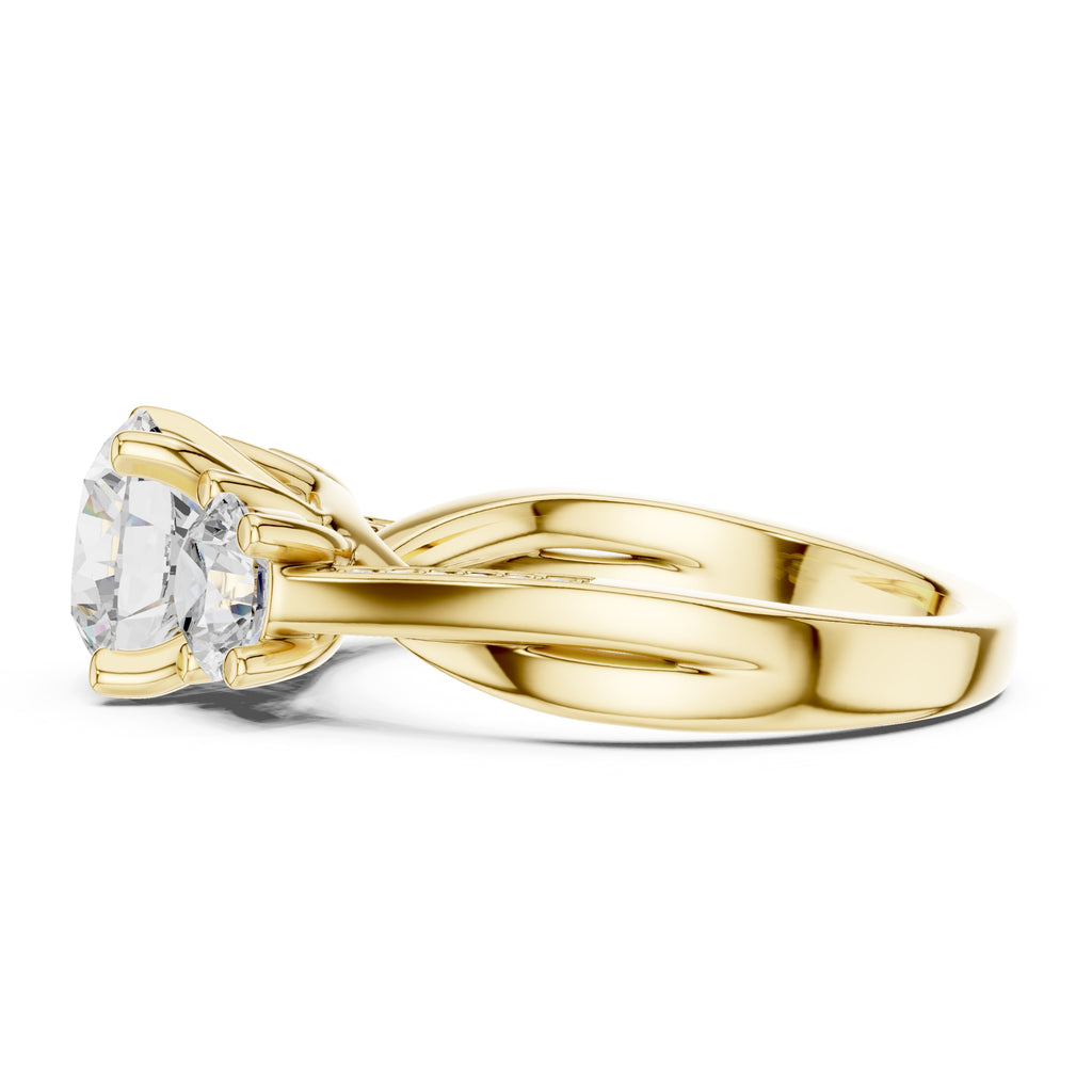 2.00 ct Round Three Stone Ring 2ct Yellow Gold