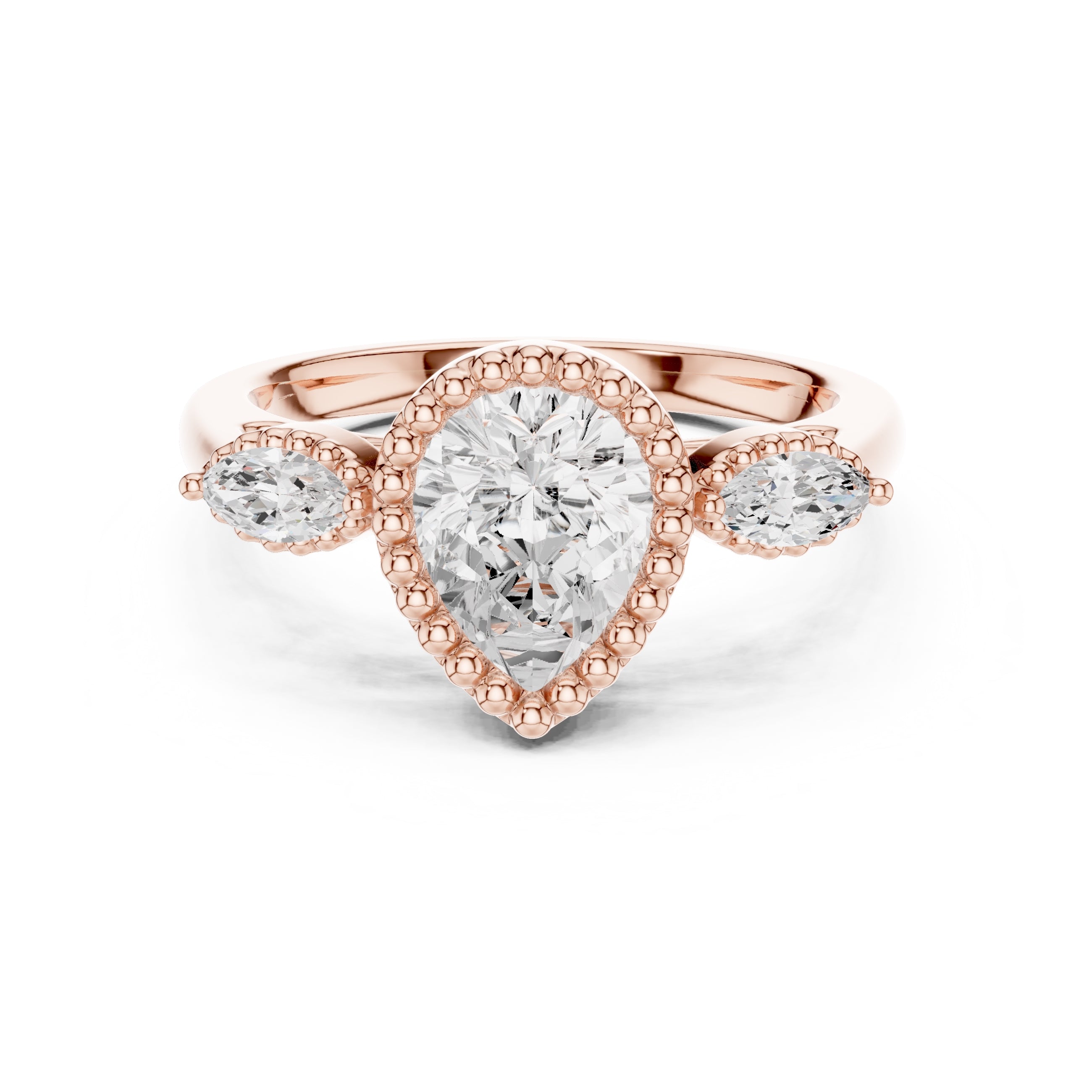 1.31 ct Pear Marquise Halo Ring 1.31ct Rose Gold