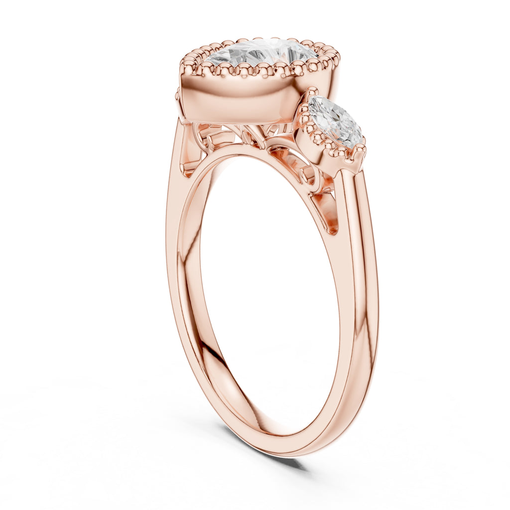 1.31 ct Pear Marquise Halo Ring 1.31ct Rose Gold