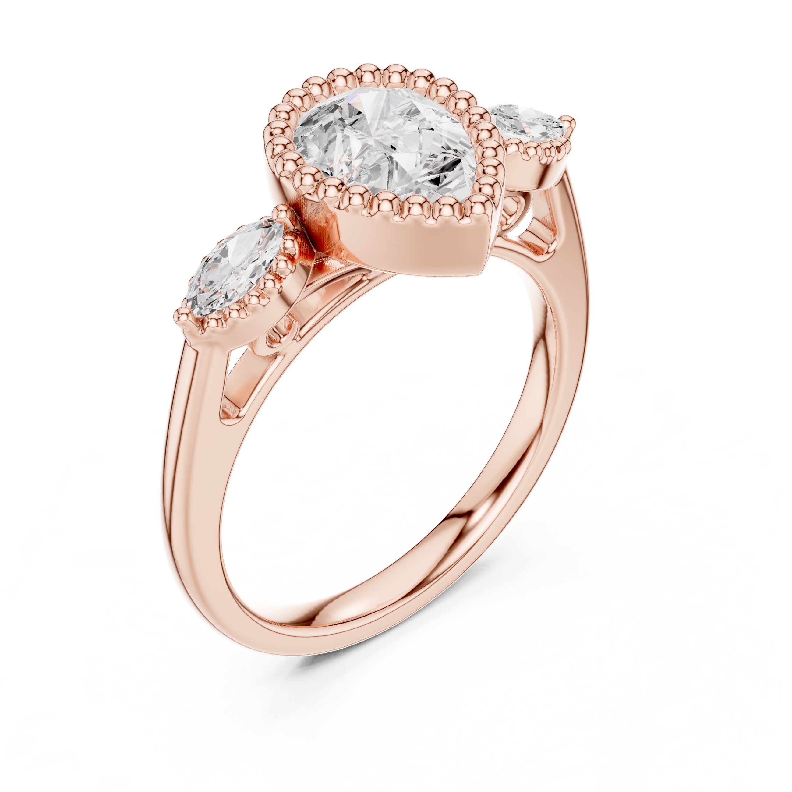 1.31 ct Pear Marquise Halo Ring 1.31ct Rose Gold