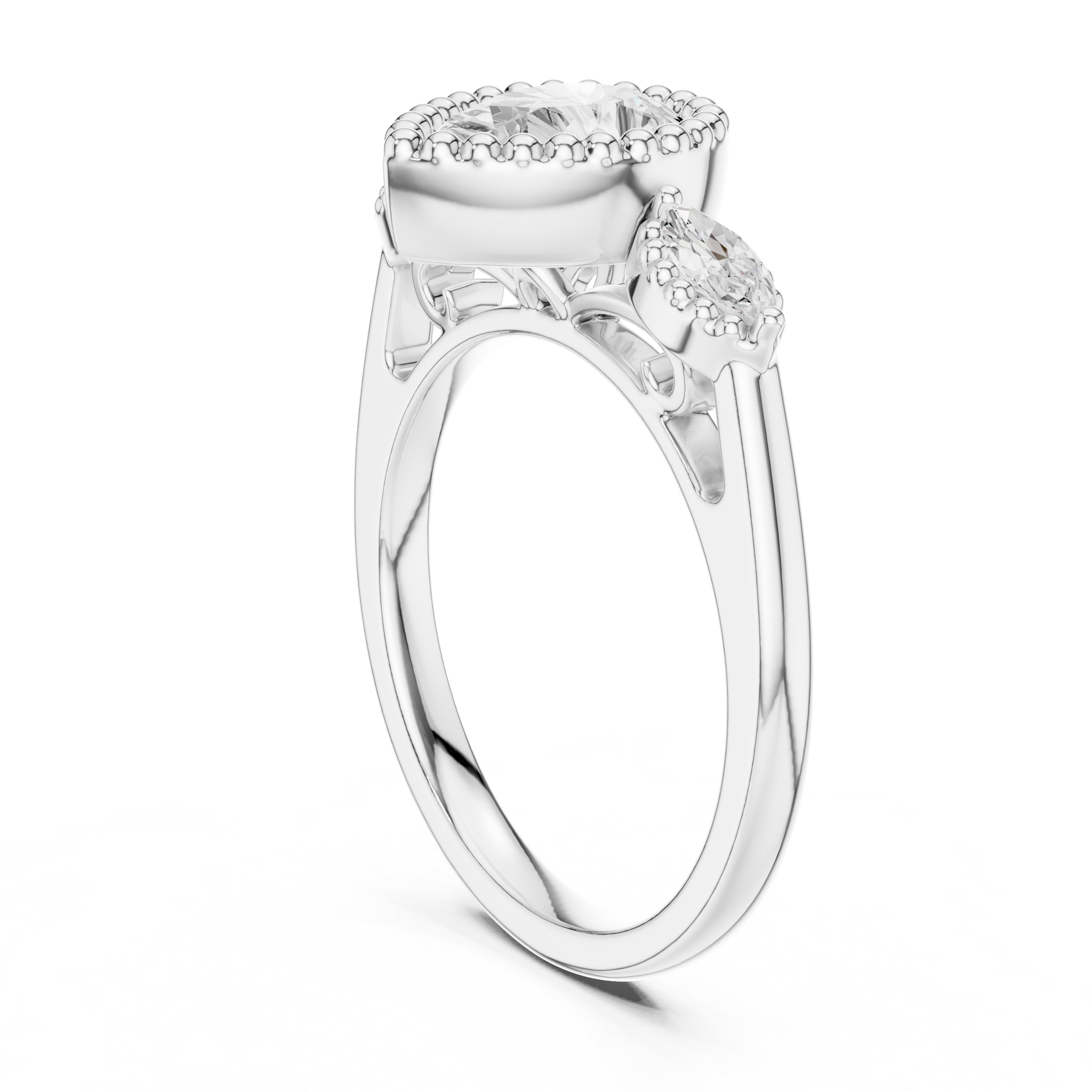 1.31 ct Pear Marquise Halo Ring 1.31ct White Gold