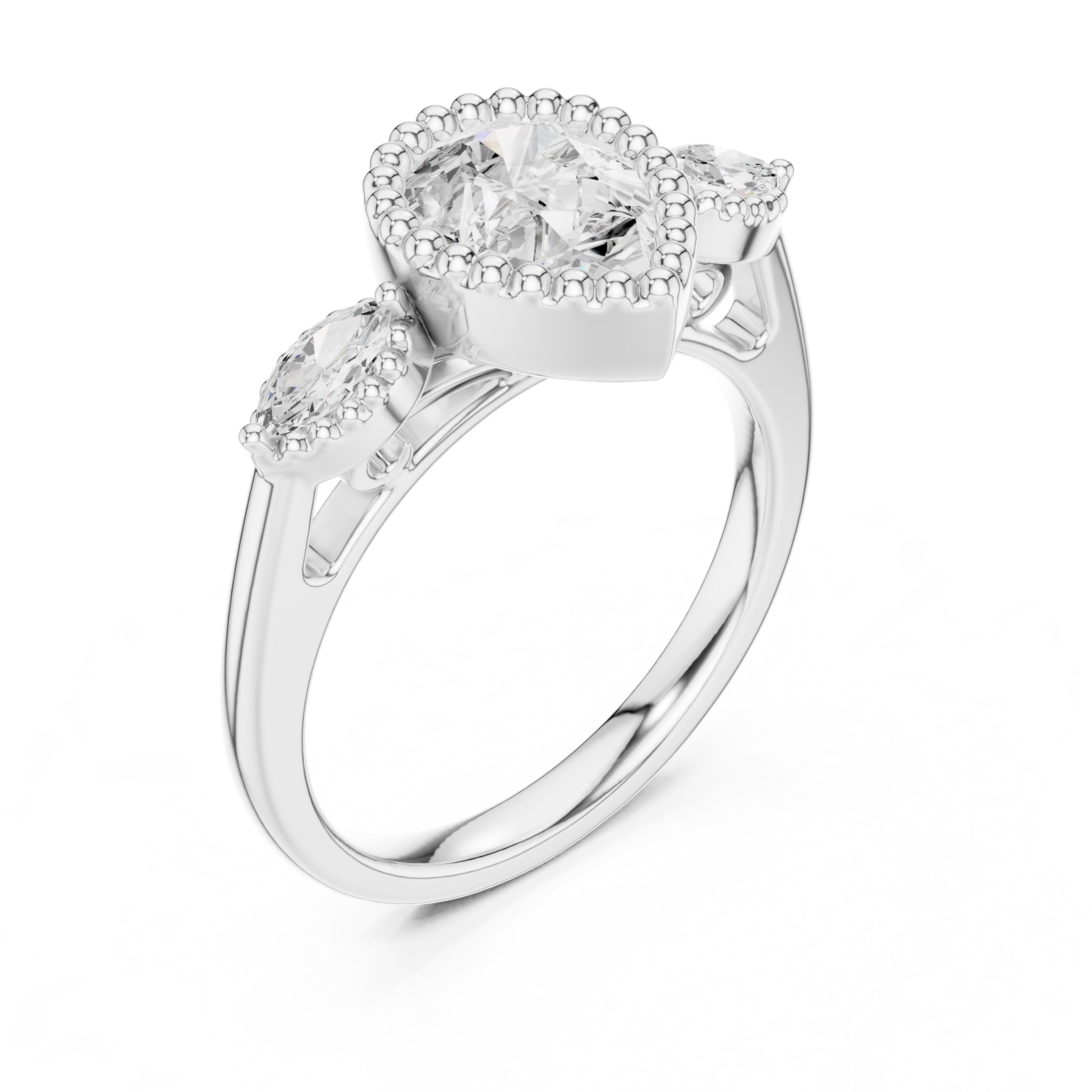 1.31 ct Pear Marquise Halo Ring 1.31ct White Gold