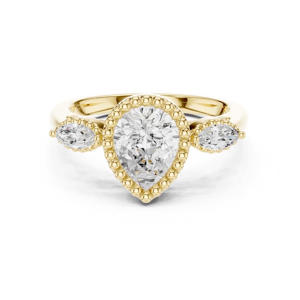1.31 ct Pear Marquise Halo Ring 1.31ct Yellow Gold