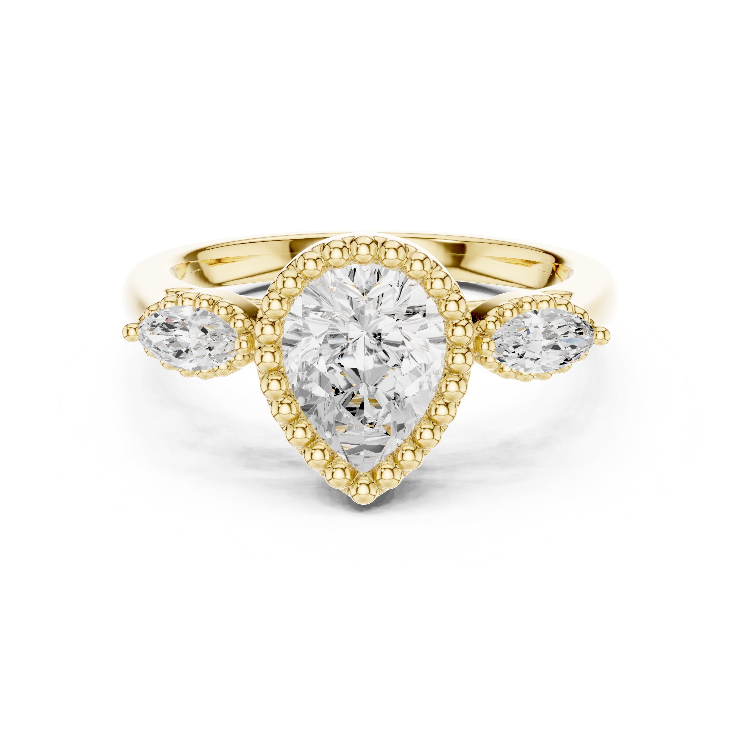1.31 ct Pear Marquise Halo Ring 1.31ct Yellow Gold