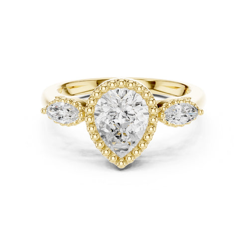 1.31 ct Pear Marquise Halo Ring 1.31ct Yellow Gold