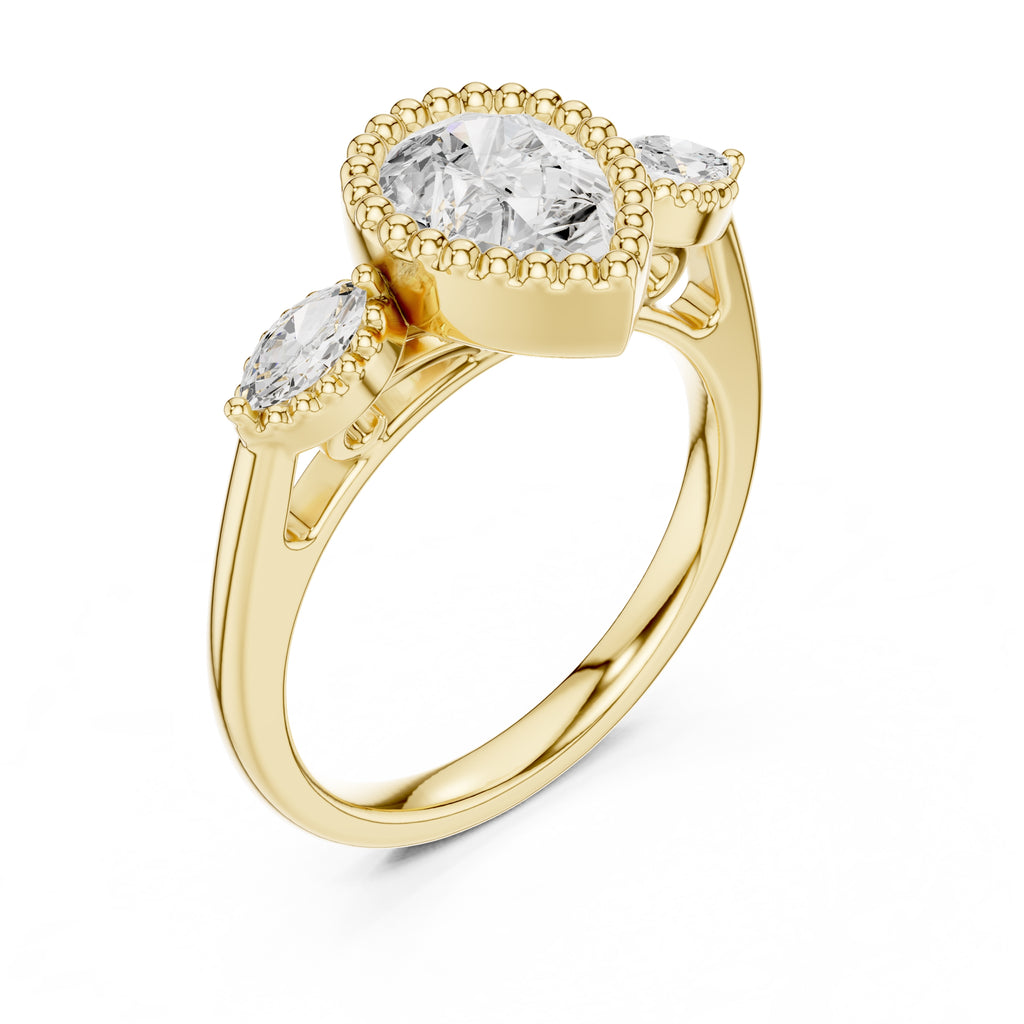 1.31 ct Pear Marquise Halo Ring 1.31ct Yellow Gold