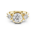 2.00 ct Round Milgrain Halo Three Stone Ring 2ct Yellow Gold