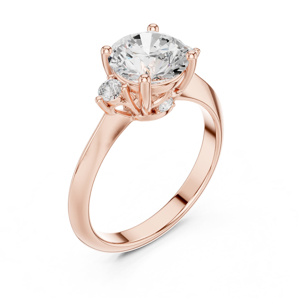 2.00 ct Round Diamond Ring 2ct Rose Gold