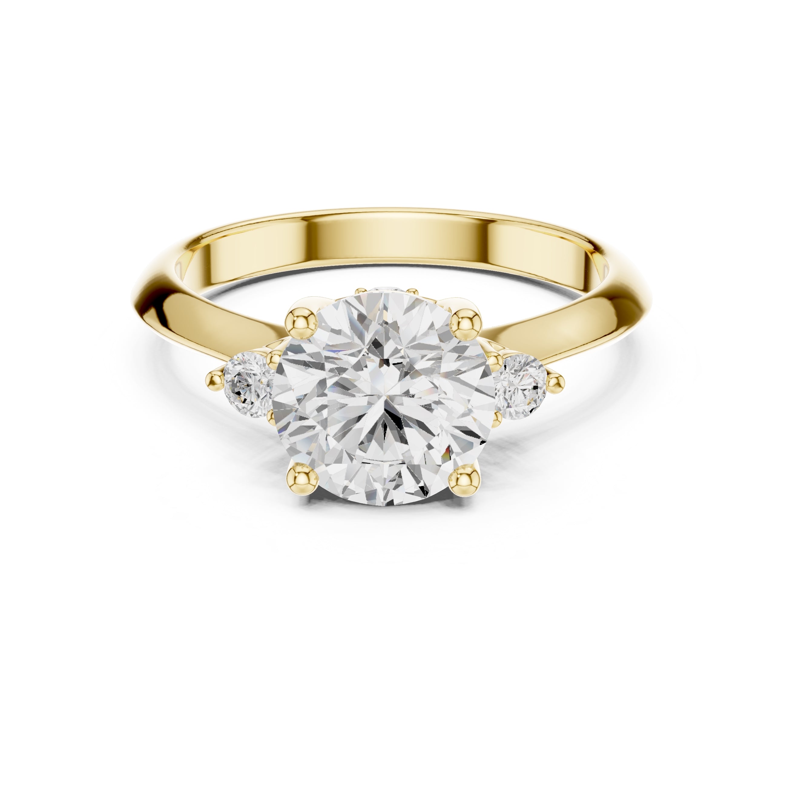 2.00 ct Round Diamond Ring 2ct Yellow Gold