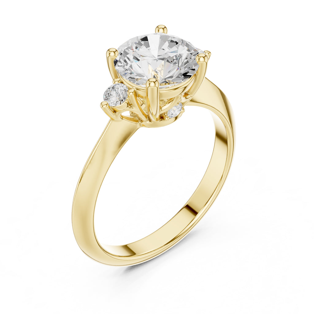 2.00 ct Round Diamond Ring 2ct Yellow Gold