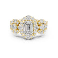 0.30 ct Emerald Cut Cluster Halo Ring 0.3ct Yellow Gold