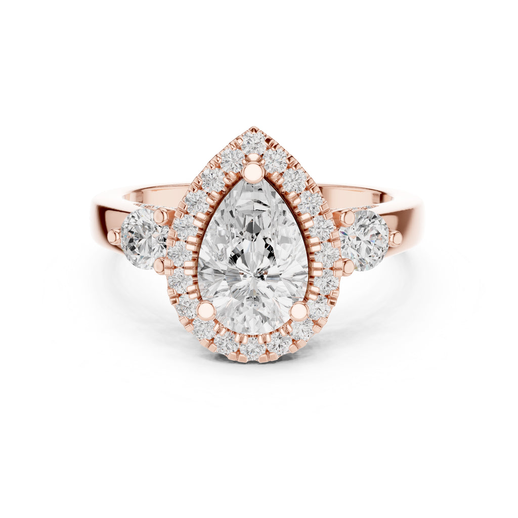 1.20 ct Pear Halo Diamond Ring 1.2ct Rose Gold
