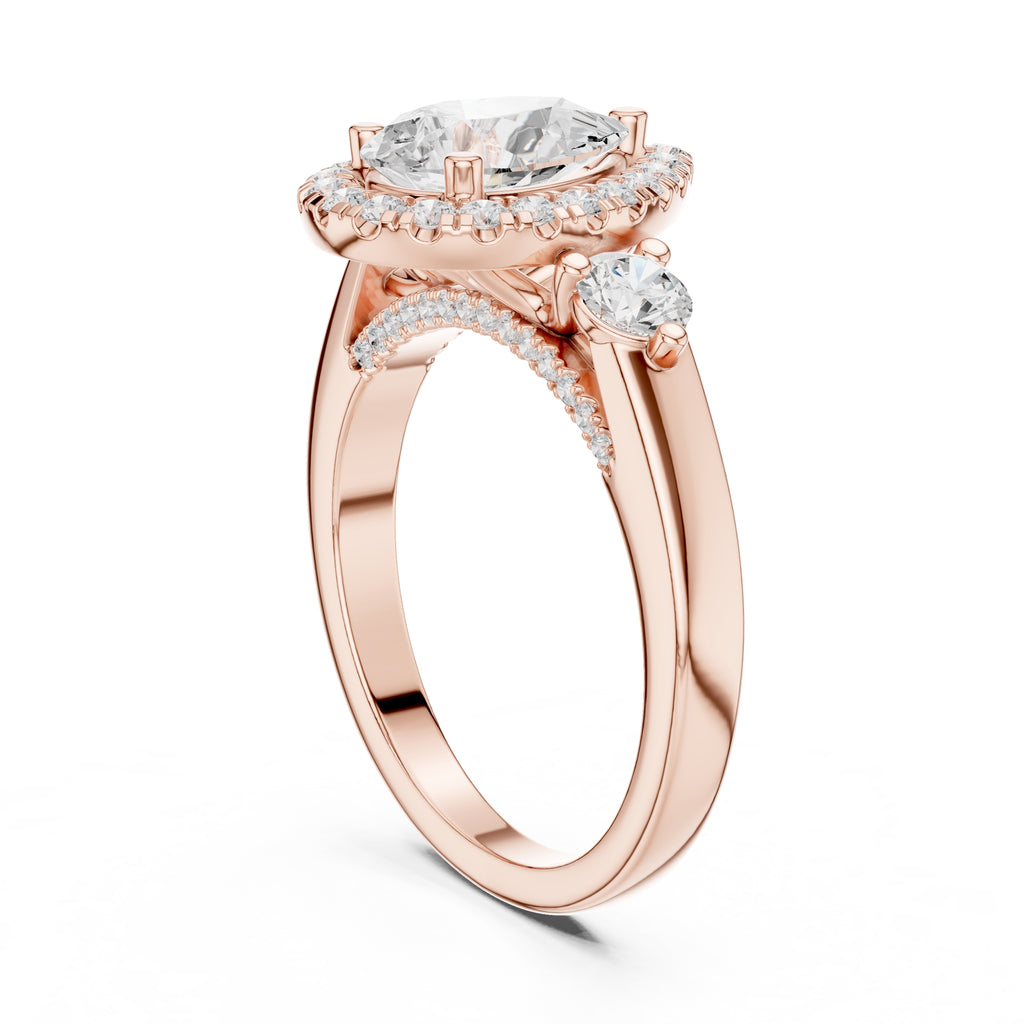 1.20 ct Pear Halo Diamond Ring 1.2ct Rose Gold