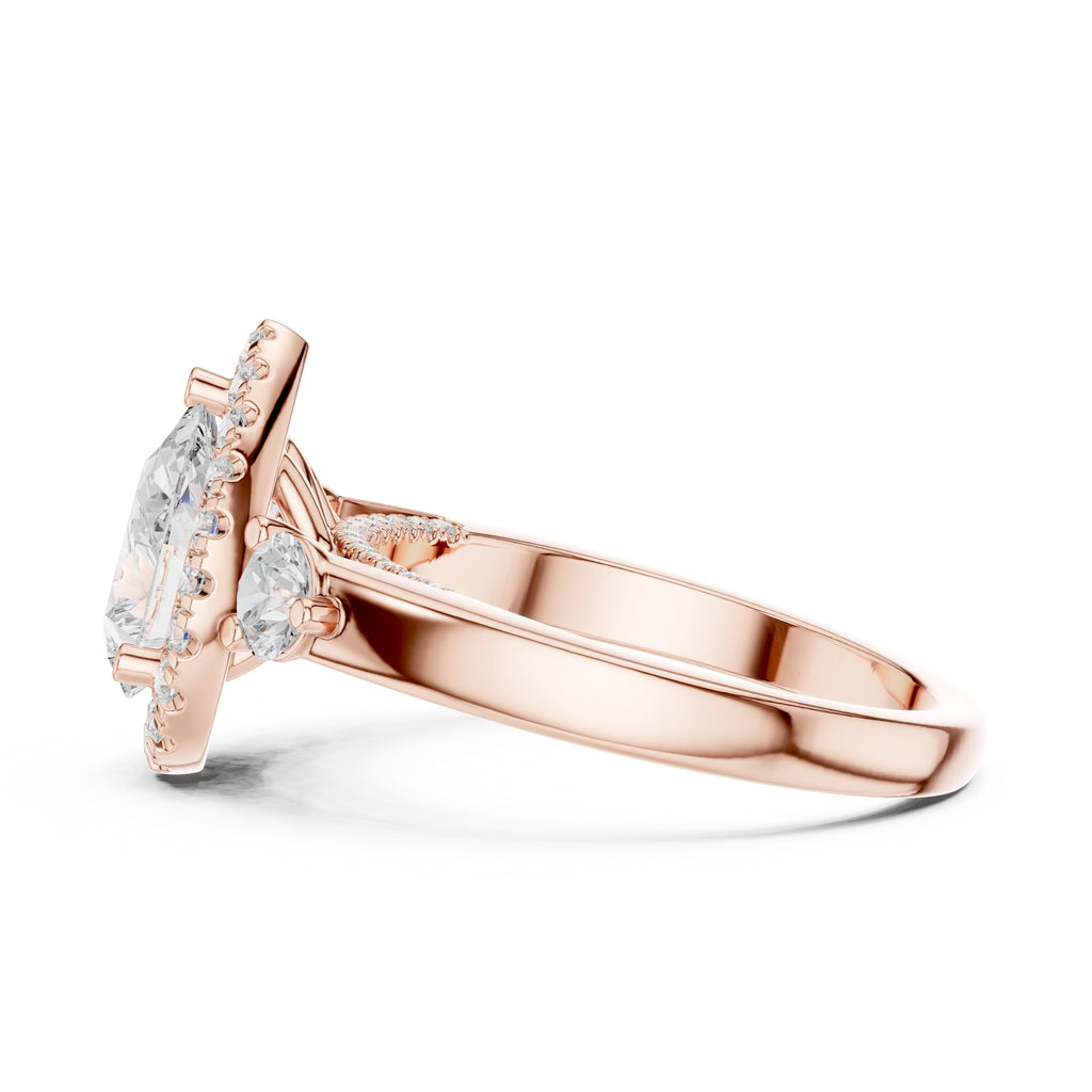 1.20 ct Pear Halo Diamond Ring 1.2ct Rose Gold