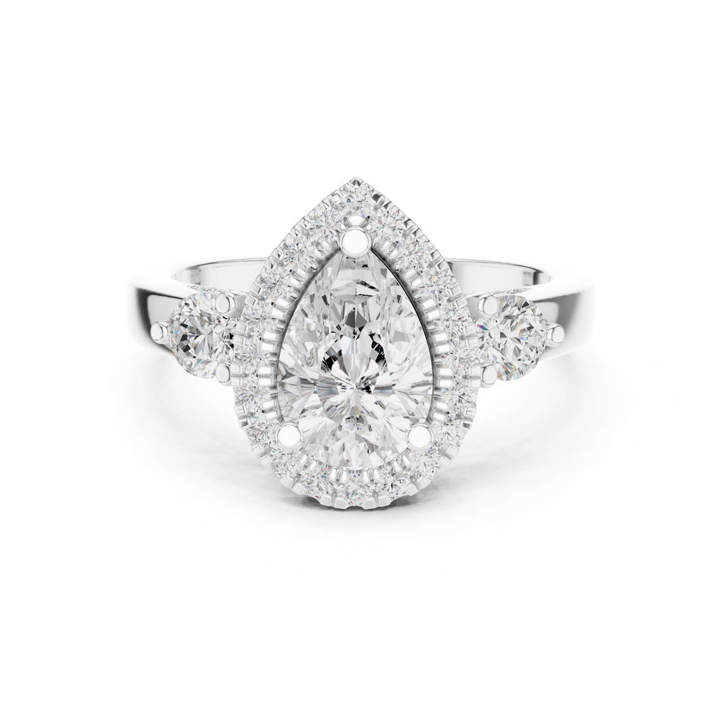 1.20 ct Pear Halo Diamond Ring 1.2ct White Gold