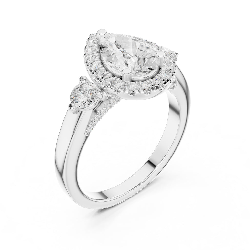 1.20 ct Pear Halo Diamond Ring 1.2ct White Gold