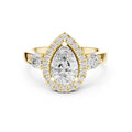 1.20 ct Pear Halo Diamond Ring 1.2ct Yellow Gold