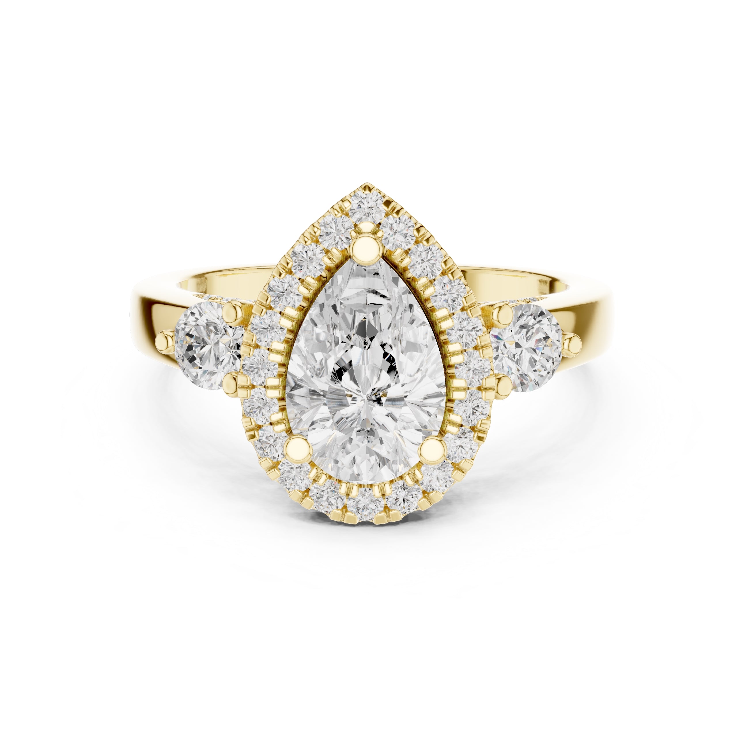 1.20 ct Pear Halo Diamond Ring 1.2ct Yellow Gold