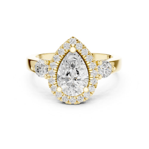 1.20 ct Pear Halo Diamond Ring 1.2ct Yellow Gold