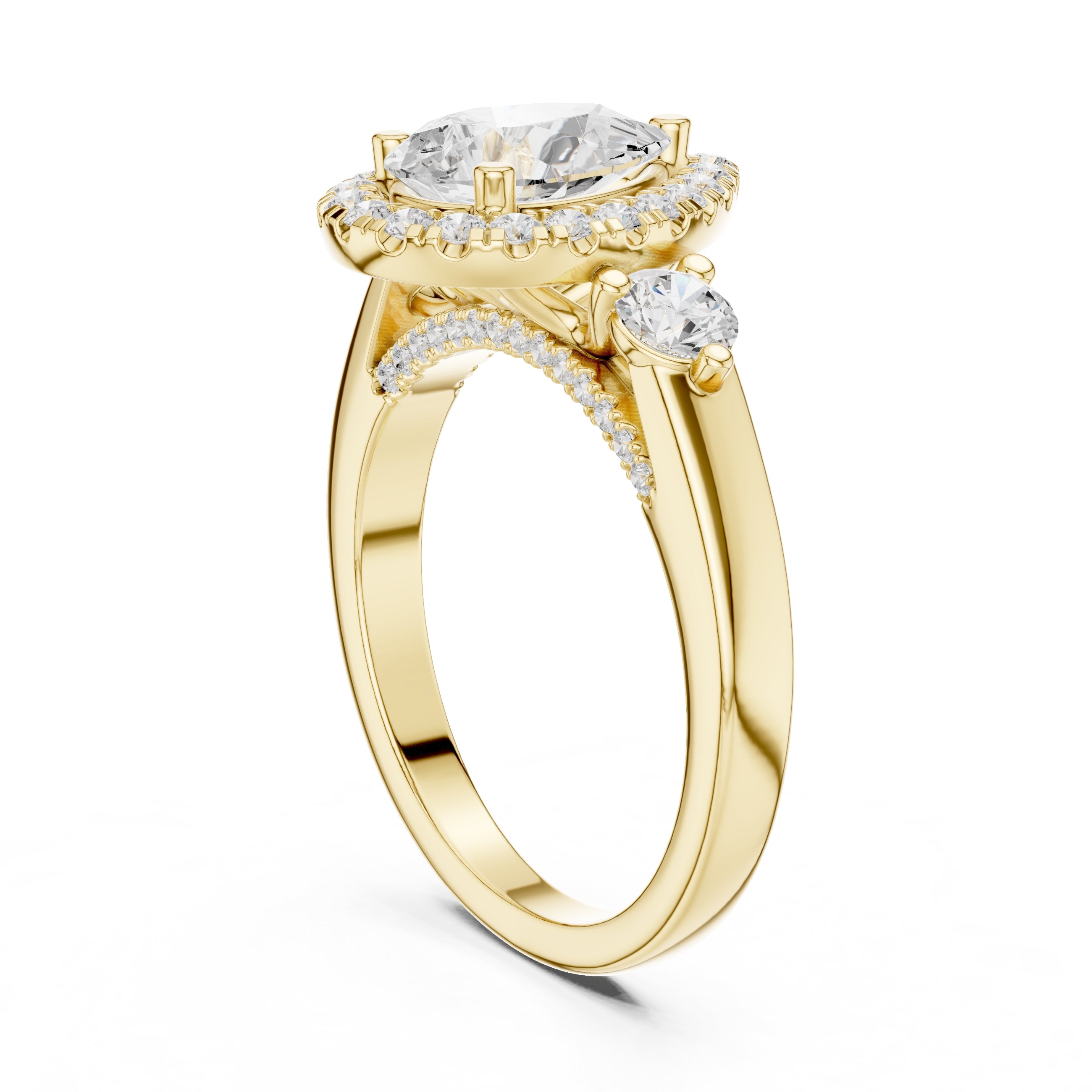 1.20 ct Pear Halo Diamond Ring 1.2ct Yellow Gold