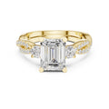 2.00 ct Emerald Cut Split-Shank Three-Stone Ring 2ct Yellow Gold