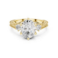 2.50 ct Oval Vintage Filigree Three-Stone Ring 2.5ct Yellow Gold