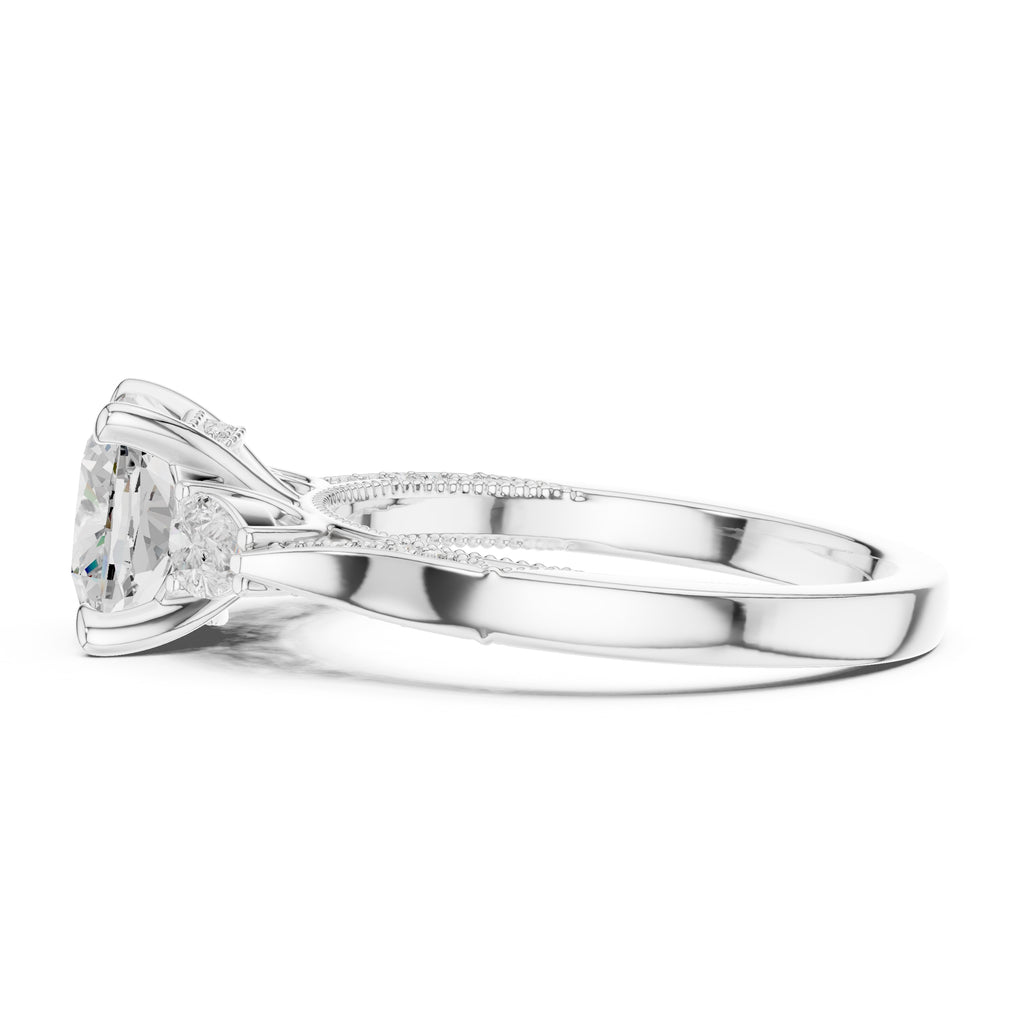 2.00 ct Cushion Pear Three Stone Ring 2ct White Gold