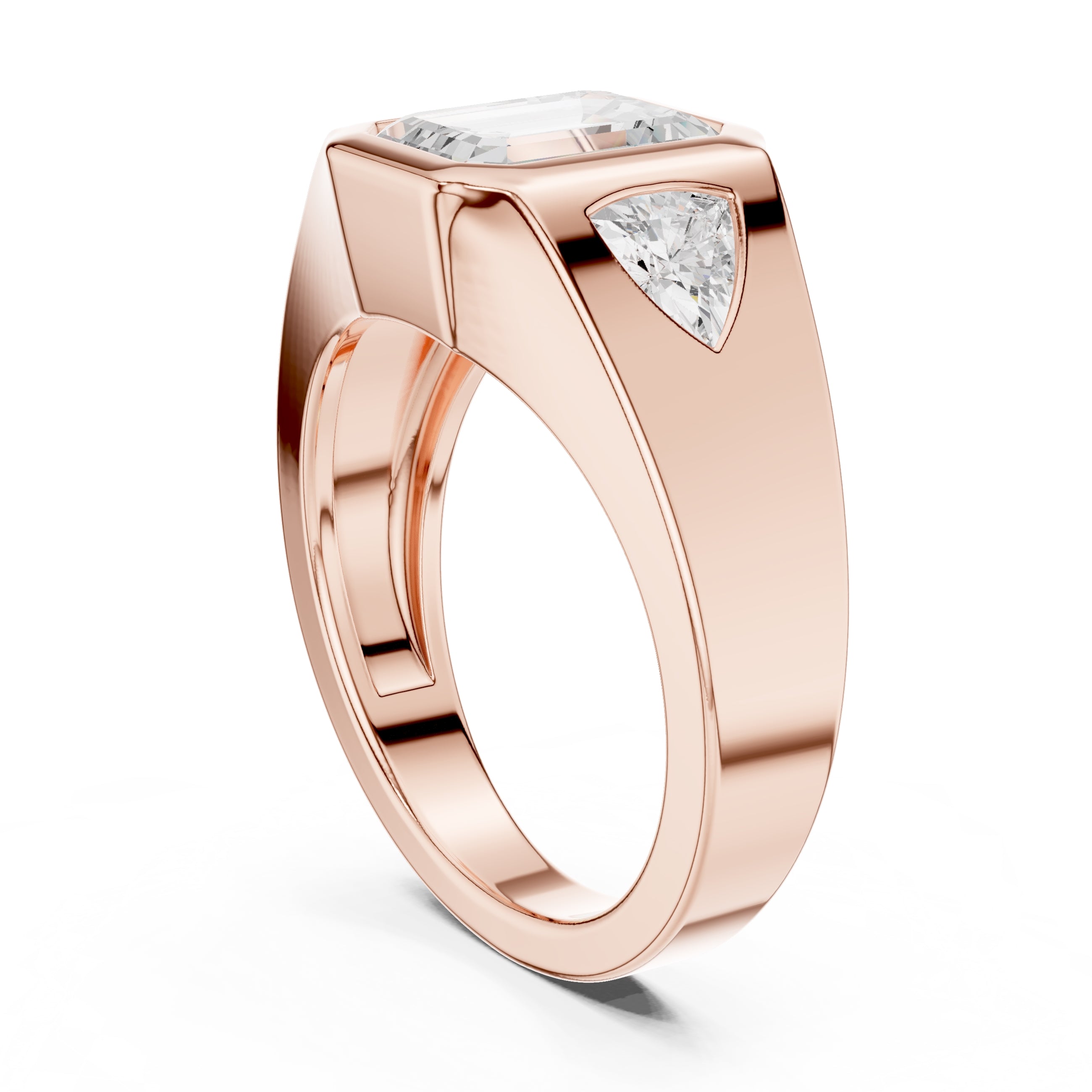 2.00 ct Emerald Trillion Bezel Statement Ring 2ct Rose Gold