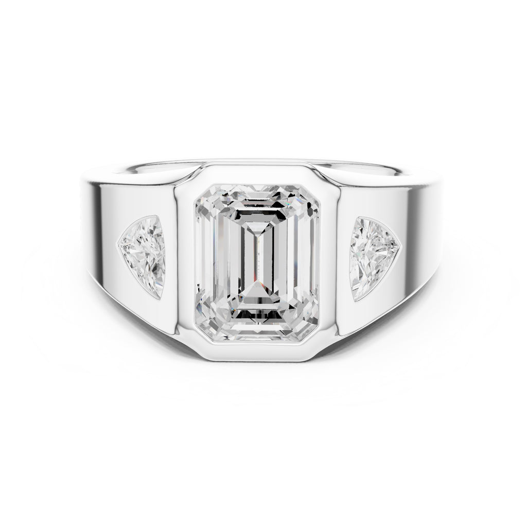 2.00 ct Emerald Trillion Bezel Statement Ring 2ct White Gold