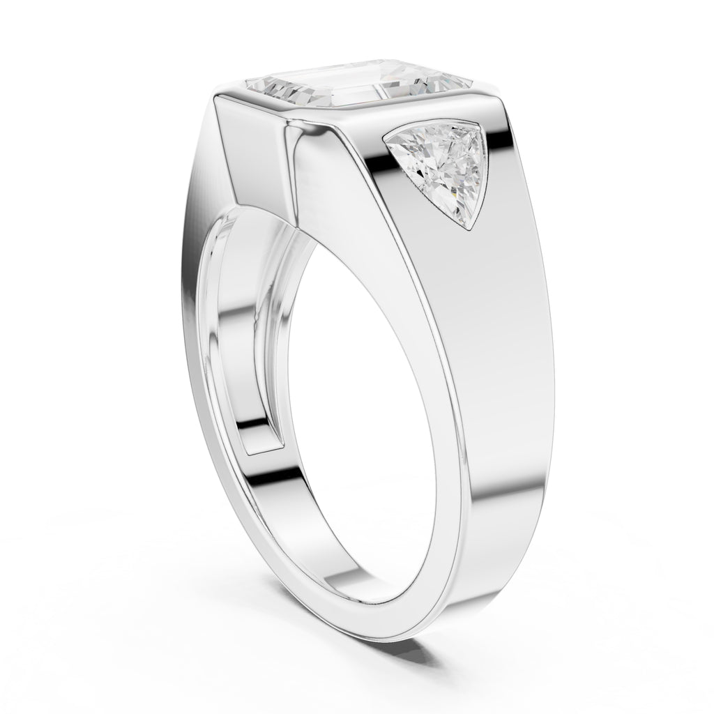 2.00 ct Emerald Trillion Bezel Statement Ring 2ct White Gold