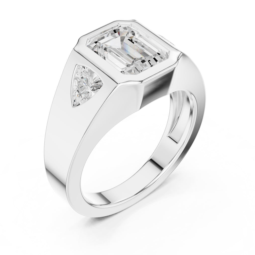 2.00 ct Emerald Trillion Bezel Statement Ring 2ct White Gold