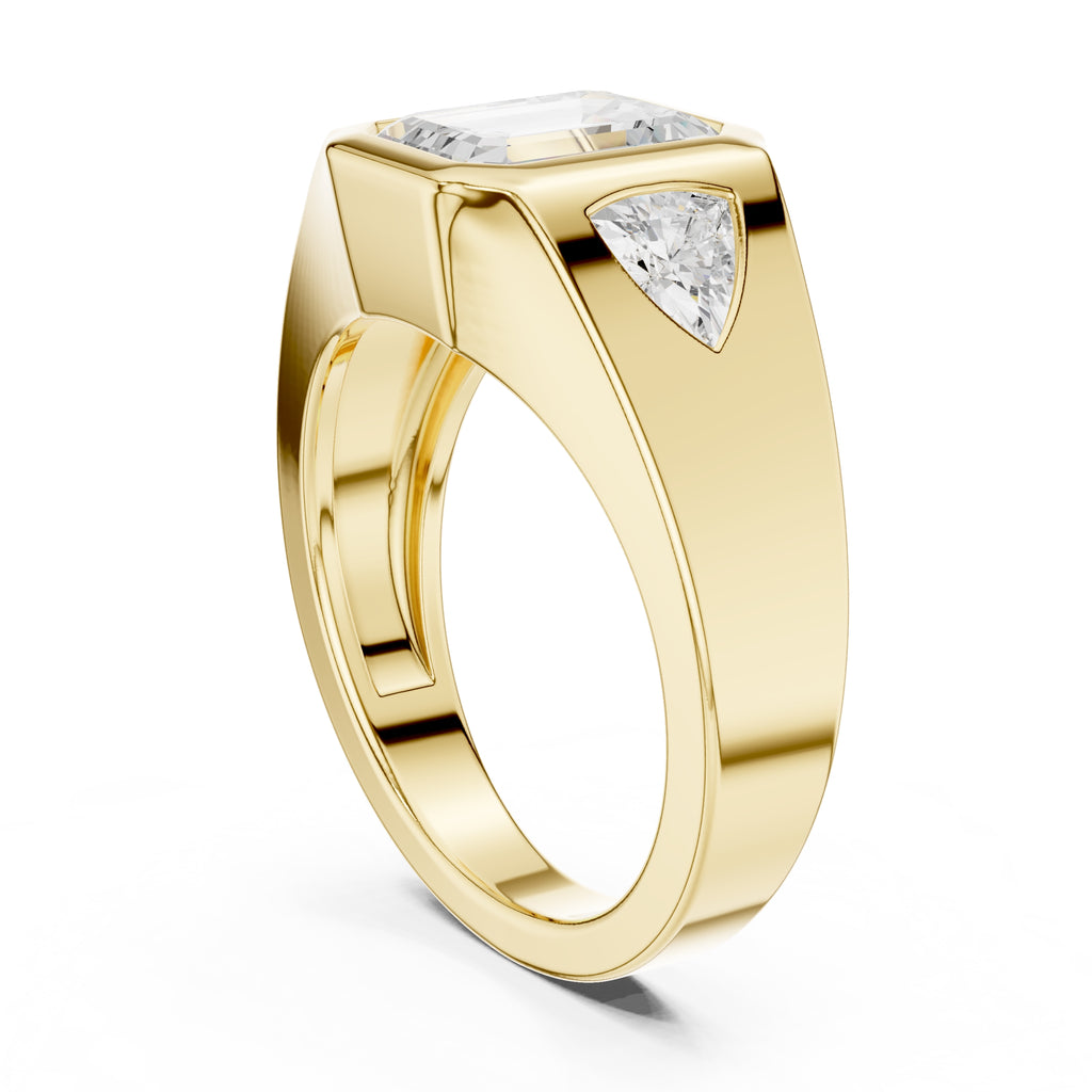 2.00 ct Emerald Trillion Bezel Statement Ring 2ct Yellow Gold