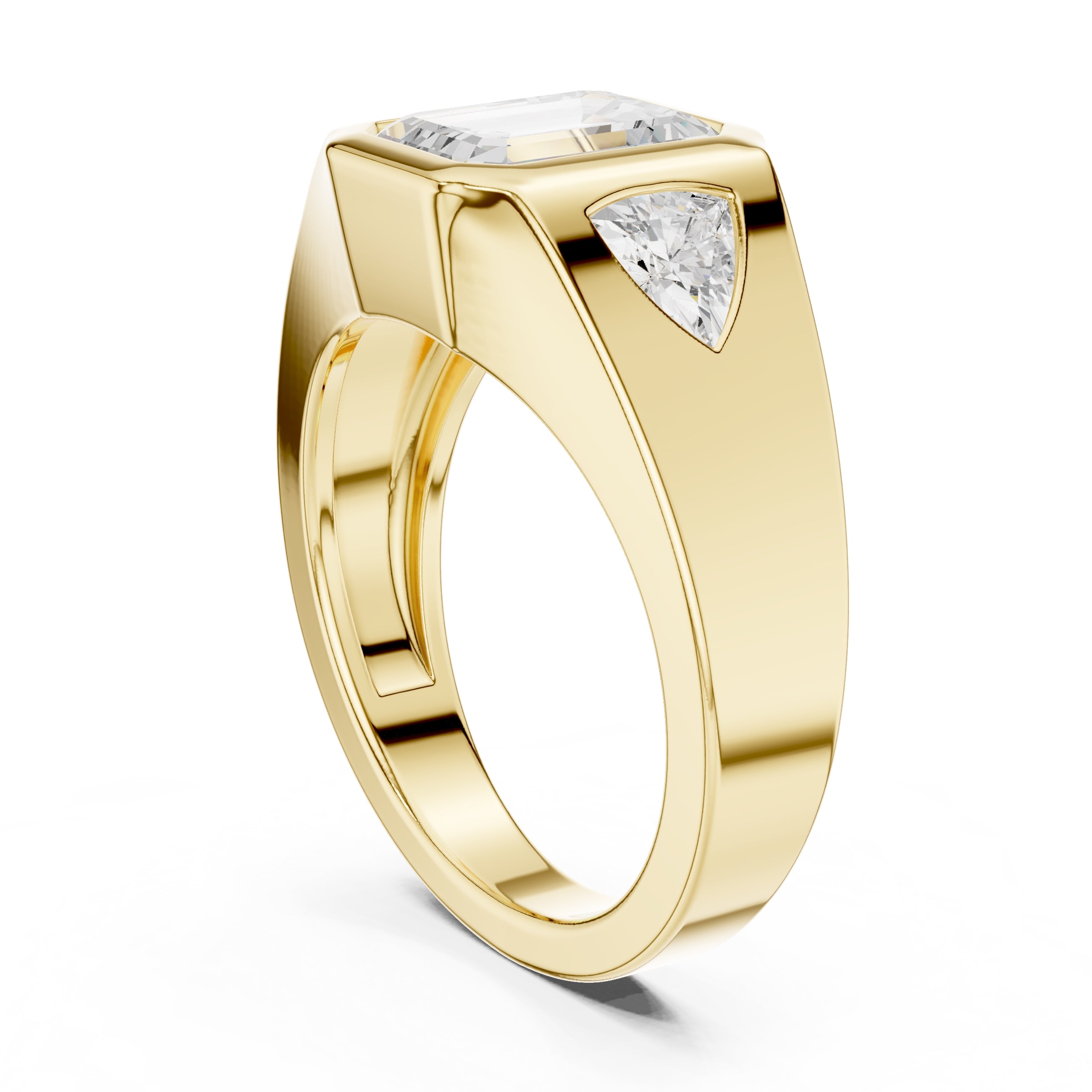 2.00 ct Emerald Trillion Bezel Statement Ring 2ct Yellow Gold