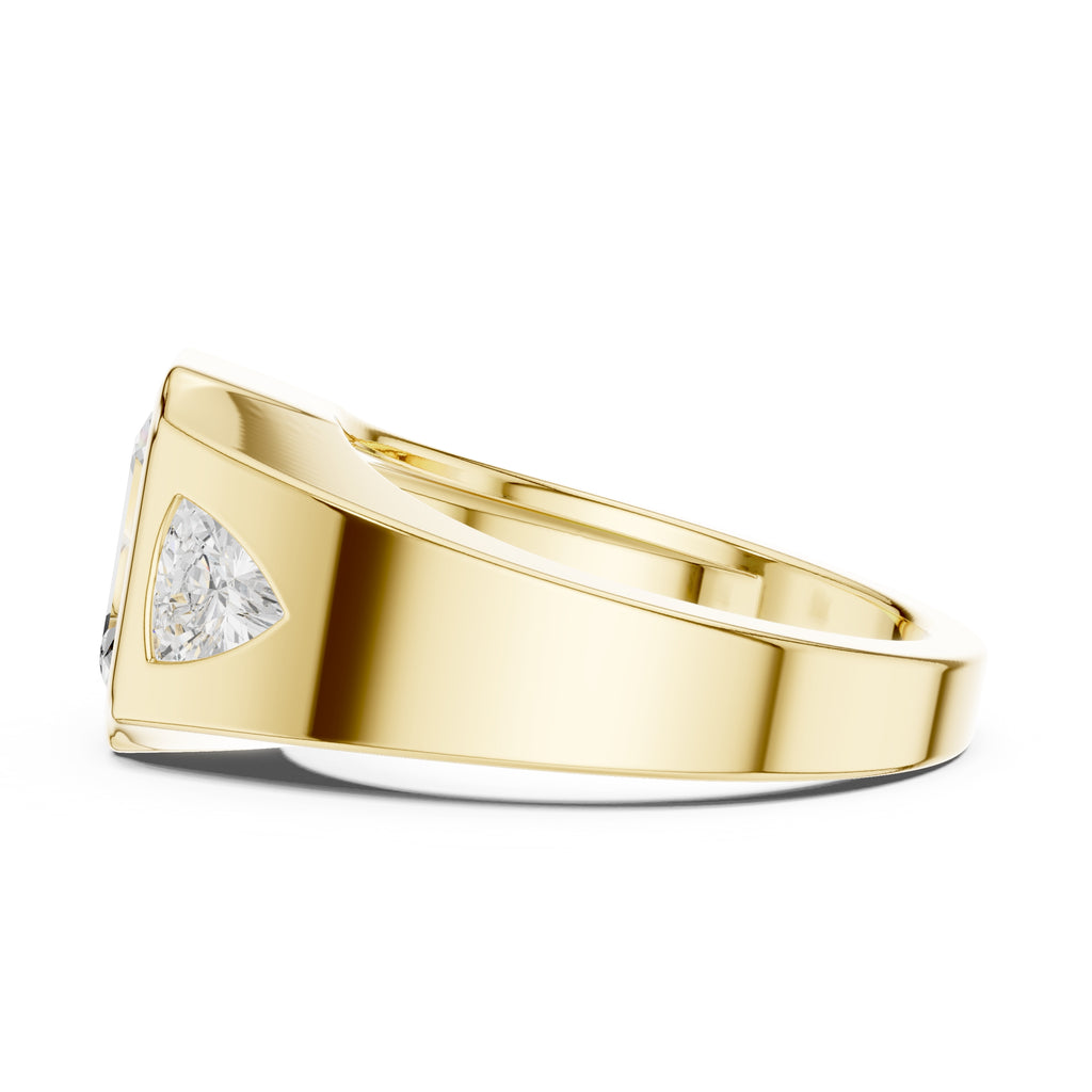2.00 ct Emerald Trillion Bezel Statement Ring 2ct Yellow Gold