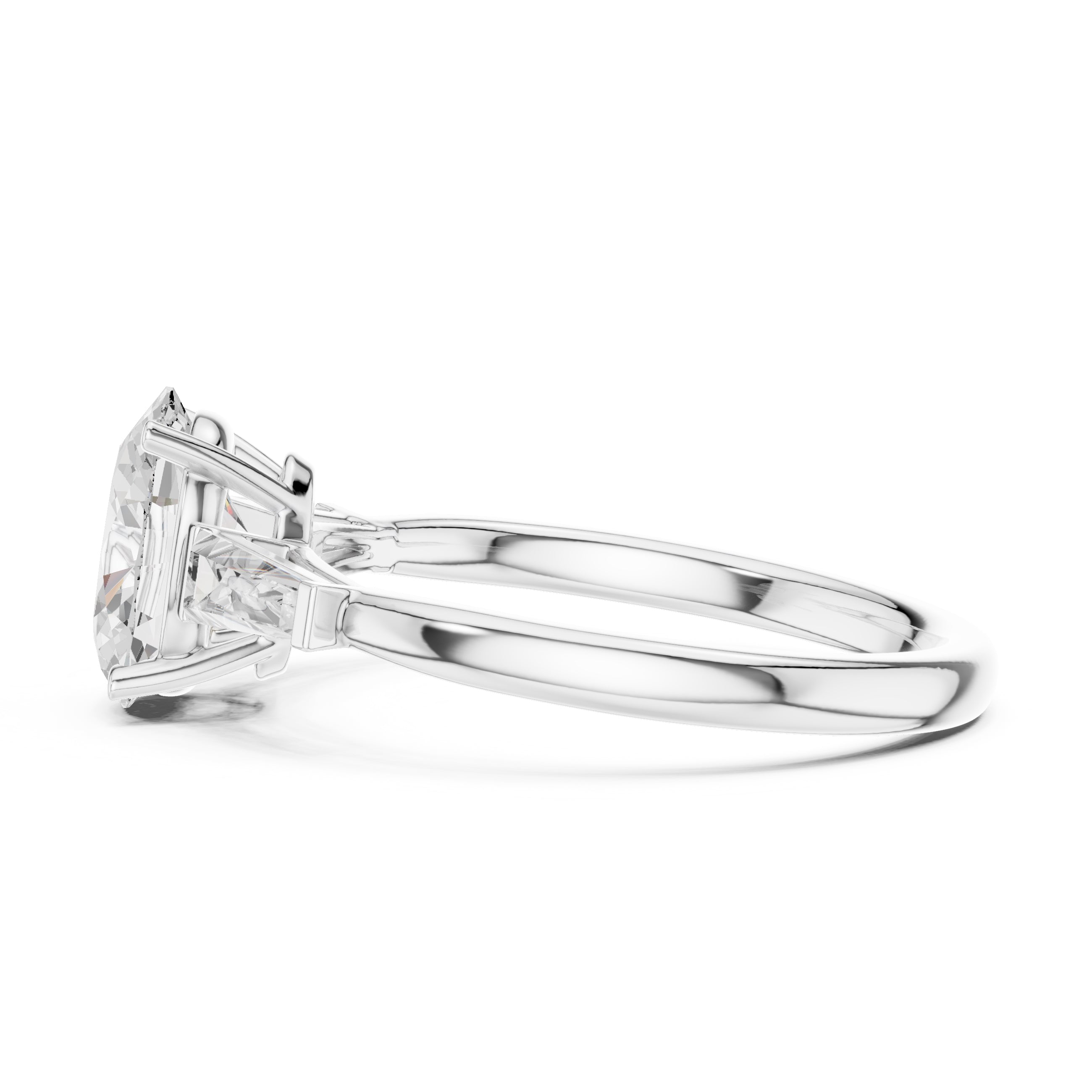 1.50 ct Oval Tapered Baguette Three Stone Ring 1.5ct White Gold