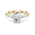 1.50 ct Oval Tapered Baguette Three Stone Ring 1.5ct Yellow Gold