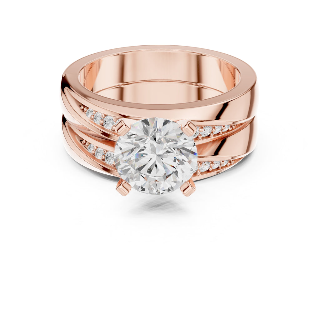 1.50 ct Round Bridal Ring Set 1.5ct Rose Gold
