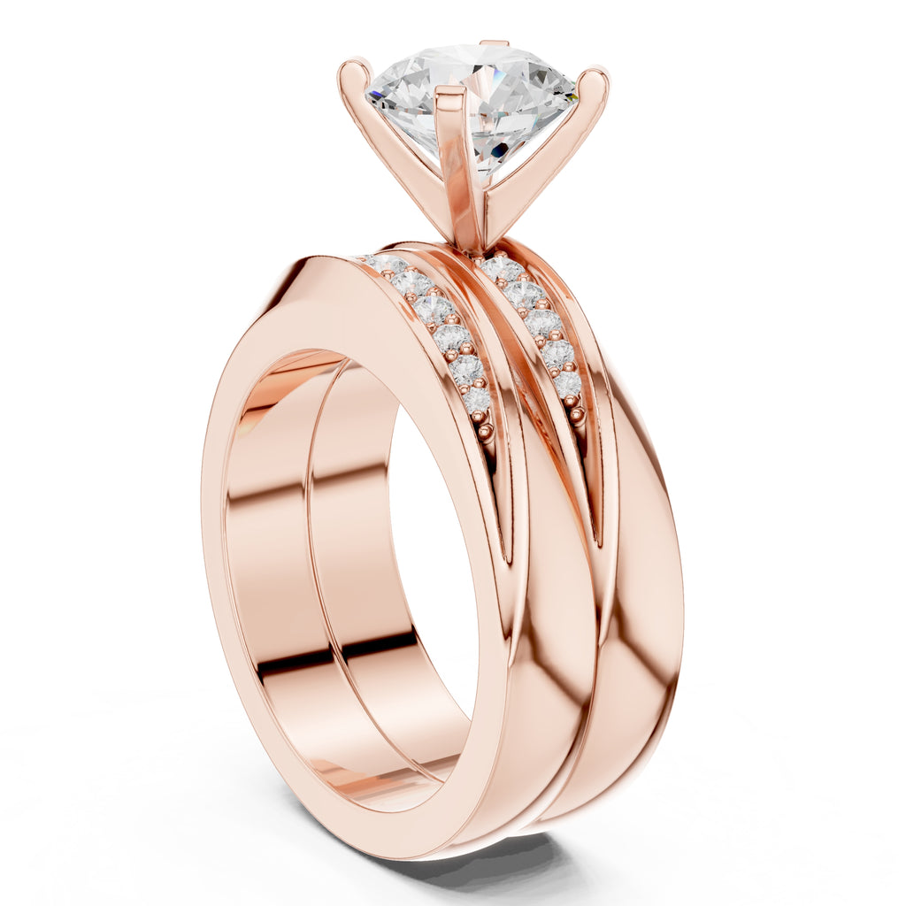 1.50 ct Round Bridal Ring Set 1.5ct Rose Gold
