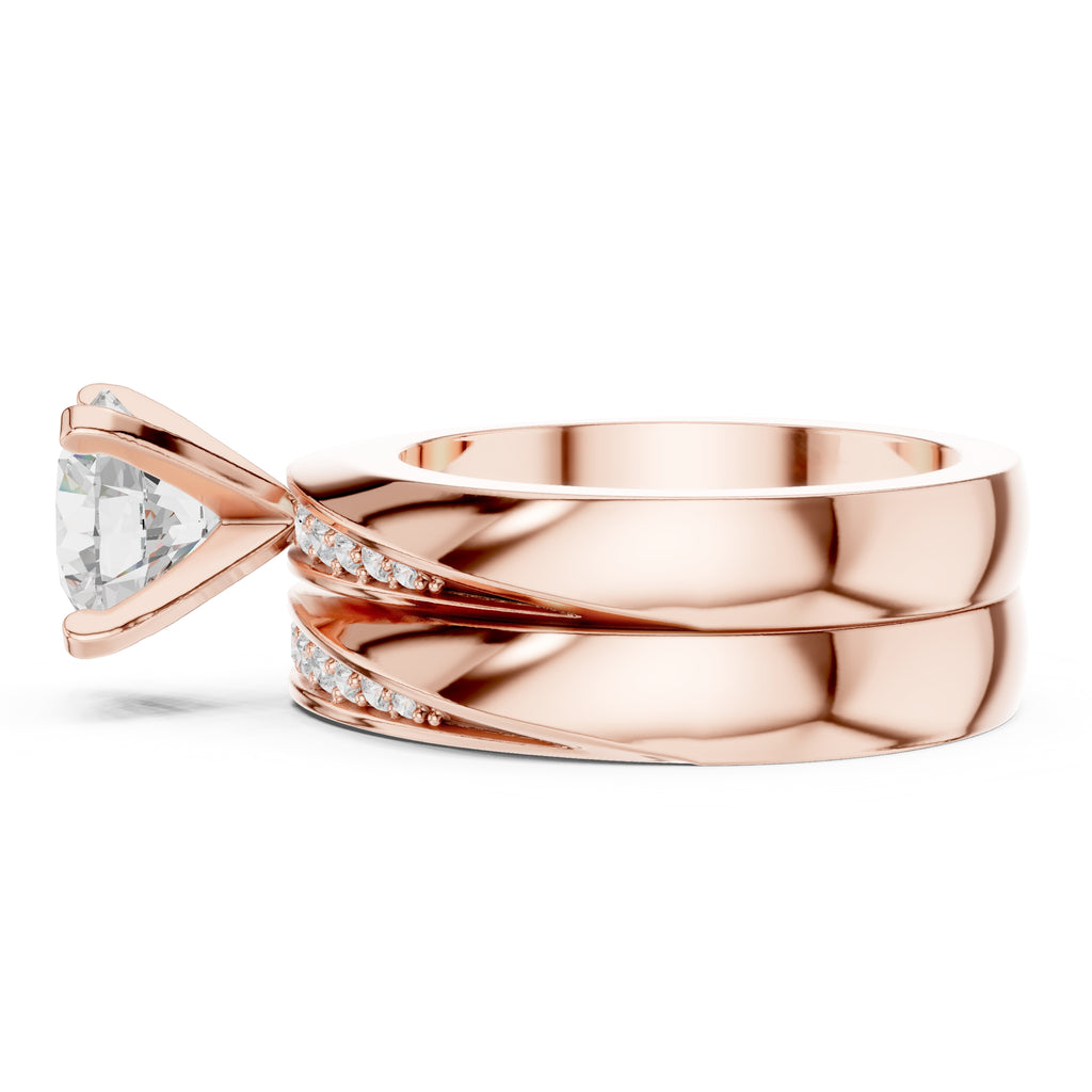 1.50 ct Round Bridal Ring Set 1.5ct Rose Gold
