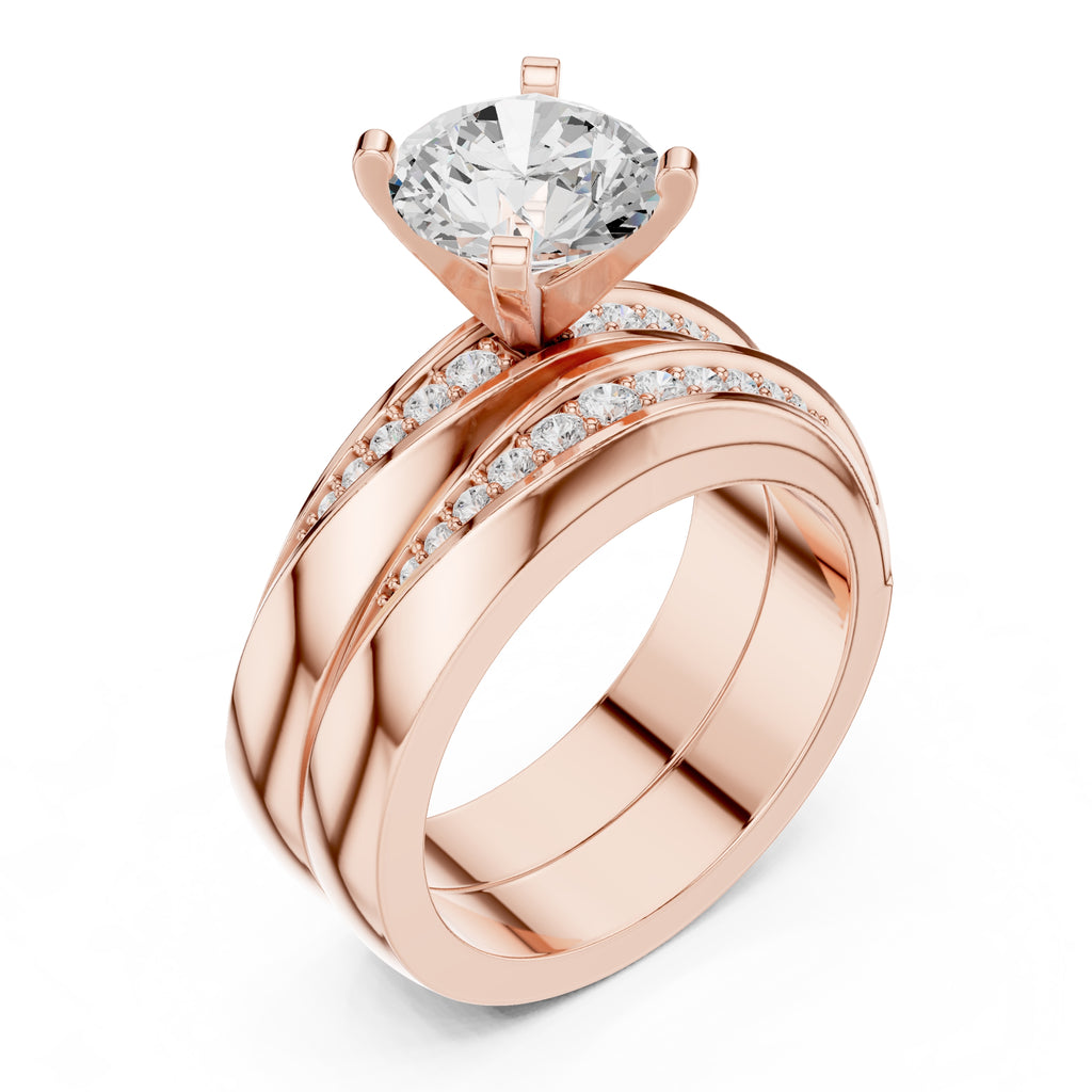 1.50 ct Round Bridal Ring Set 1.5ct Rose Gold