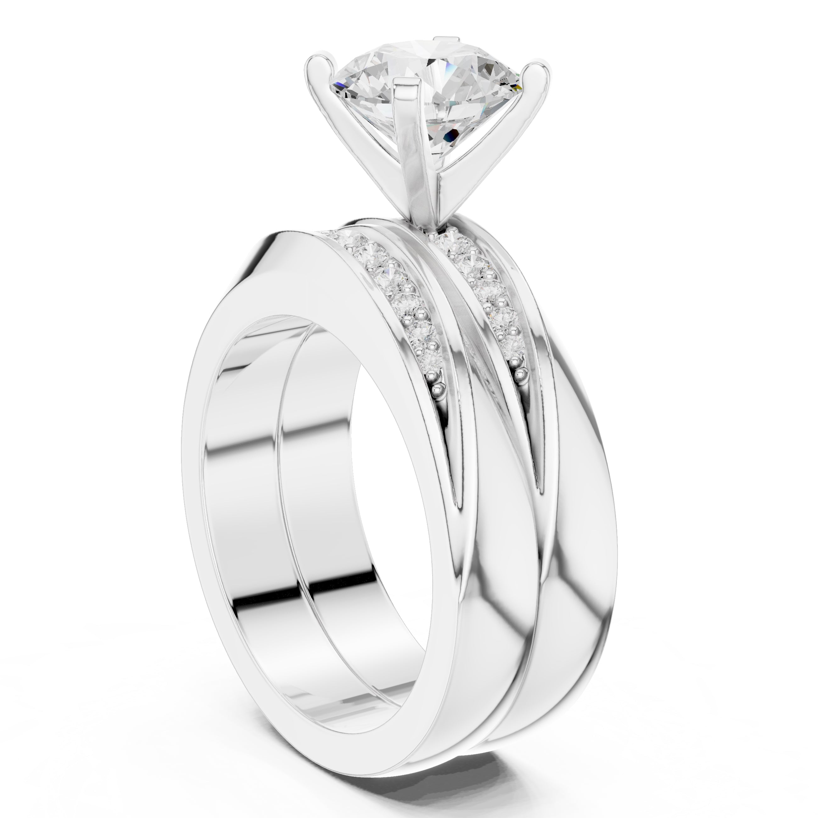 1.50 ct Round Bridal Ring Set 1.5ct White Gold