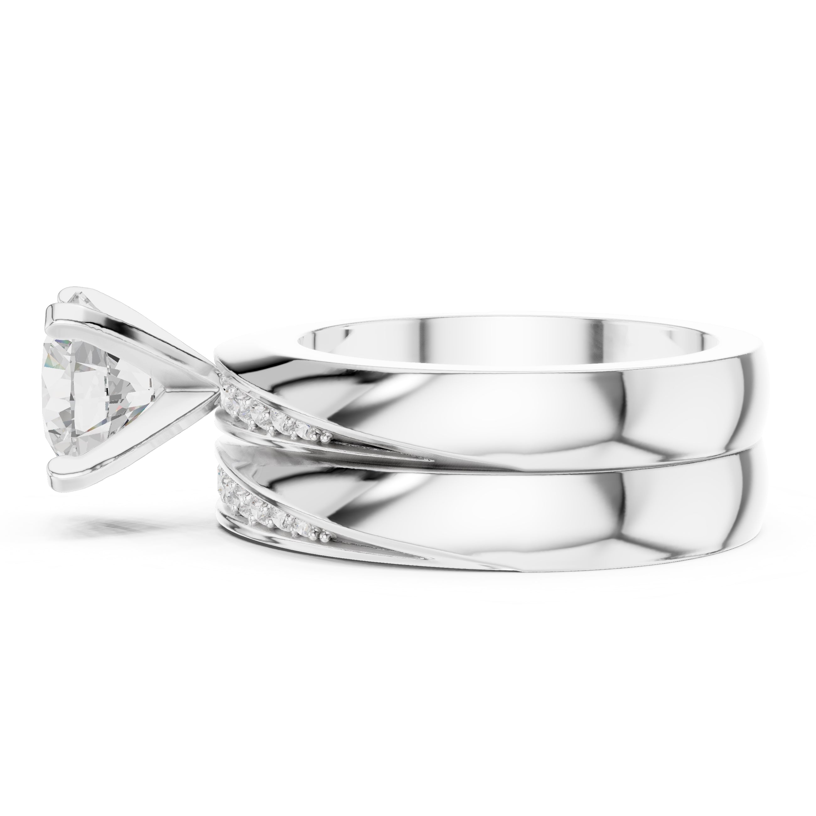 1.50 ct Round Bridal Ring Set 1.5ct White Gold