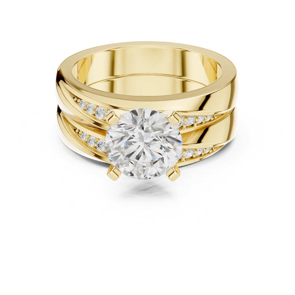 1.50 ct Round Bridal Ring Set 1.5ct Yellow Gold