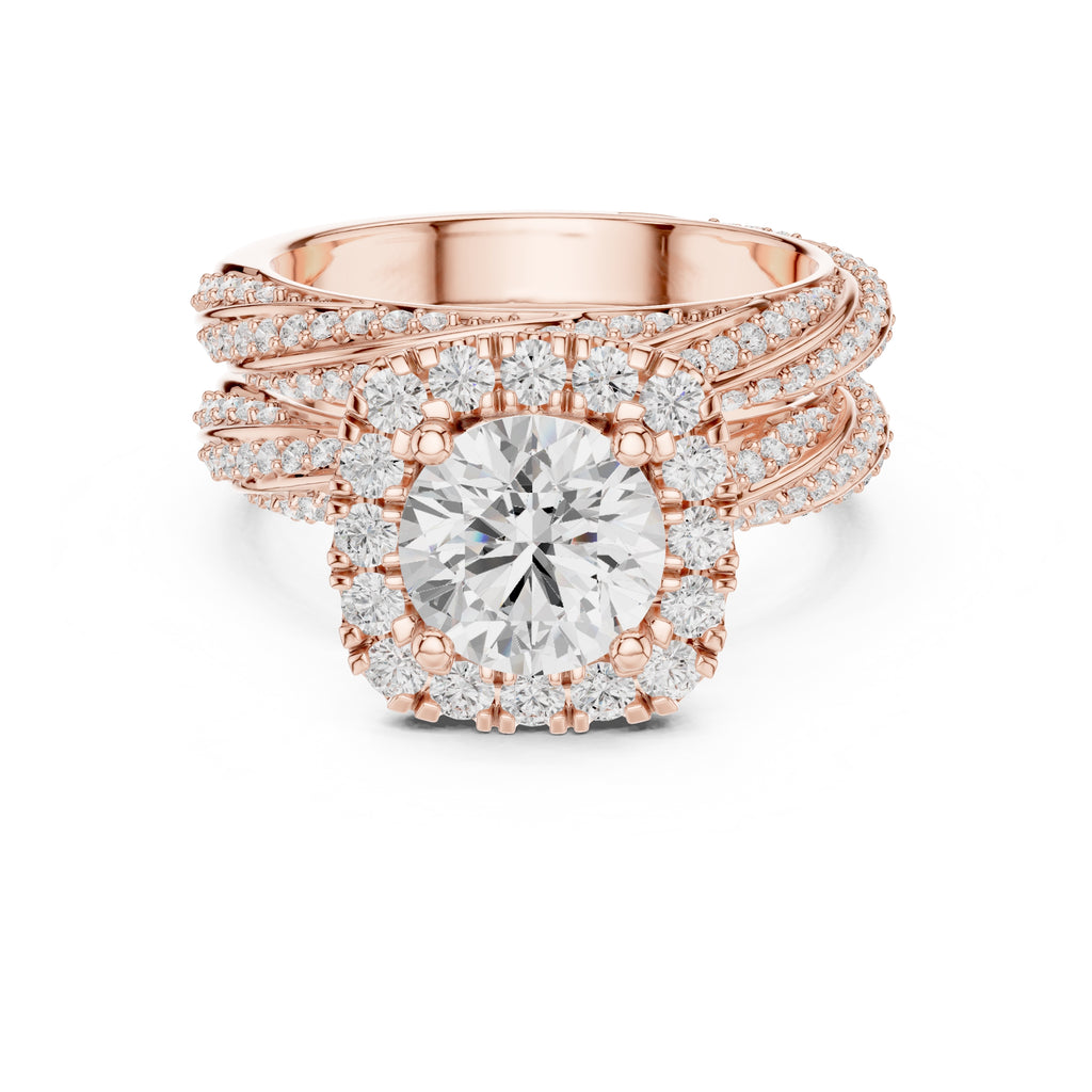 1.50 ct Round Halo Bridal Set 1.5ct Rose Gold