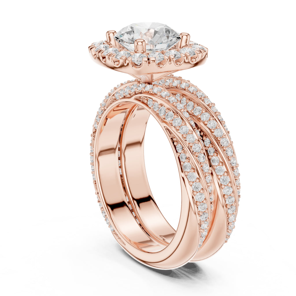1.50 ct Round Halo Bridal Set 1.5ct Rose Gold
