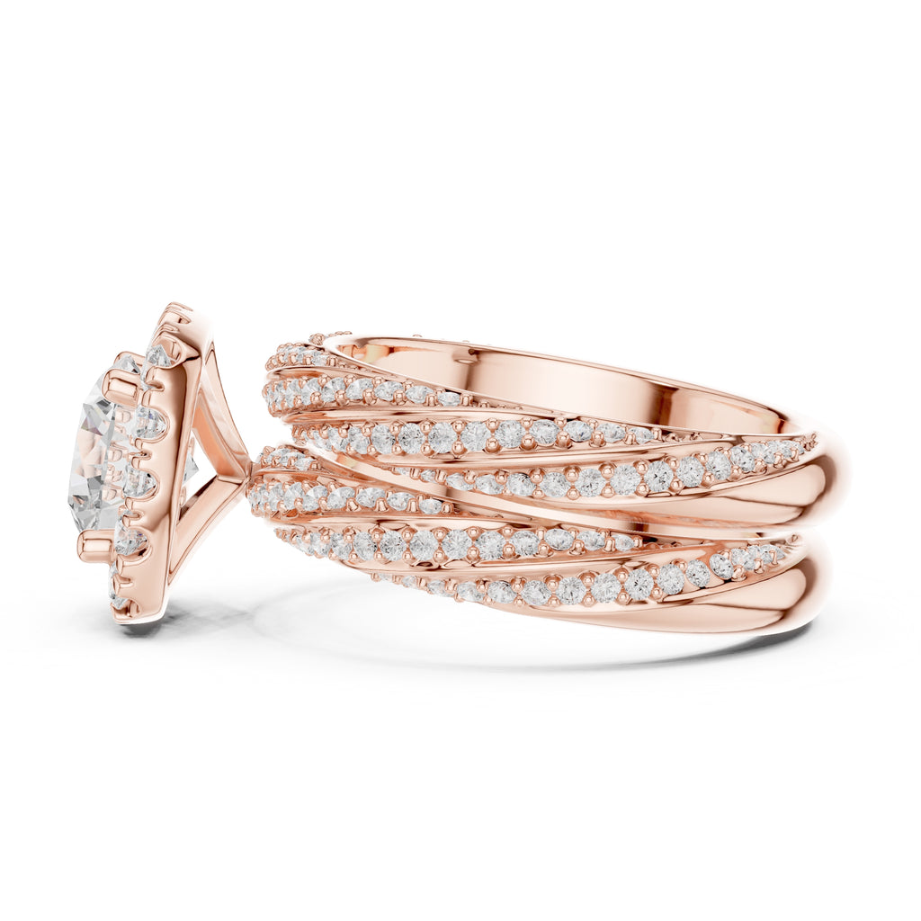 1.50 ct Round Halo Bridal Set 1.5ct Rose Gold